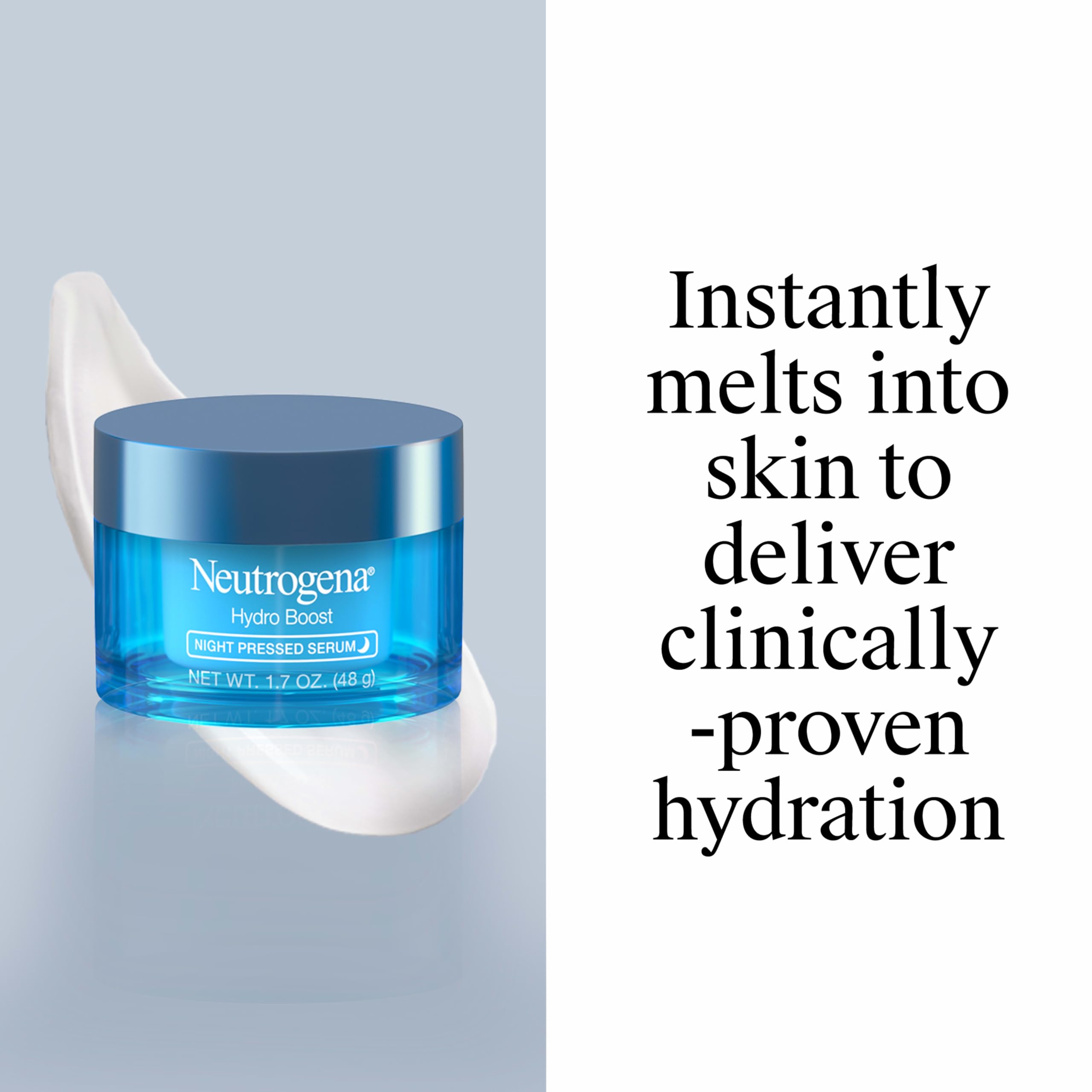 Neutrogena Hydro Boost Night Pressed Serum, 1.7 oz | Hyaluronic Acid & Antioxidants, Hydrating Face Moisturizer, Restores & Revitalizes Skin Overnight, Normal to Extra Dry Skin