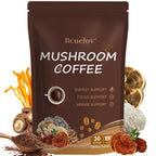 Mushroom Coffee, Instant Mushroom Coffee Powder with 6 Adaptogenic Mushrooms (Cordyceps, Lion’s Mane, Shiitake, Turkey Tail) and MCT Oil for Better Energy, Focus, Immune Support - 30 Servings