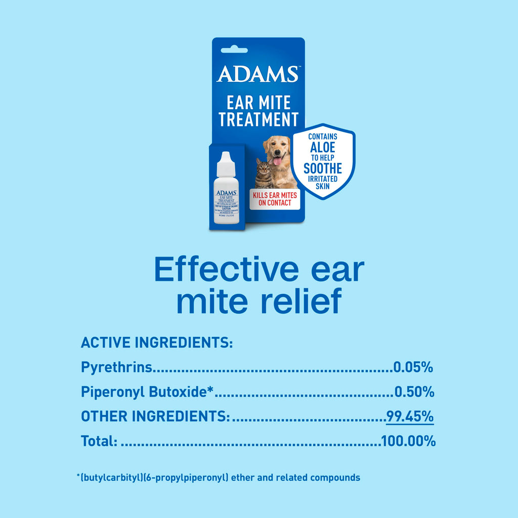 ADAMS Ear Mite Treatment for Dogs & Cats, Soothing Aloe, 0.5 Fl Oz