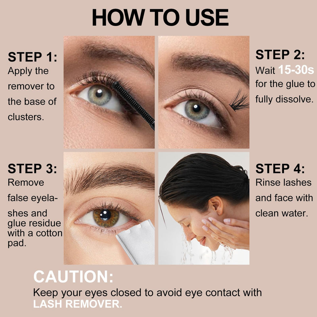 Eyelash Glue Remover 5ML Cluster Lash Remover | for False Lashes, Bond and Wispys, Gentle Non-irritating Mascara Wand
