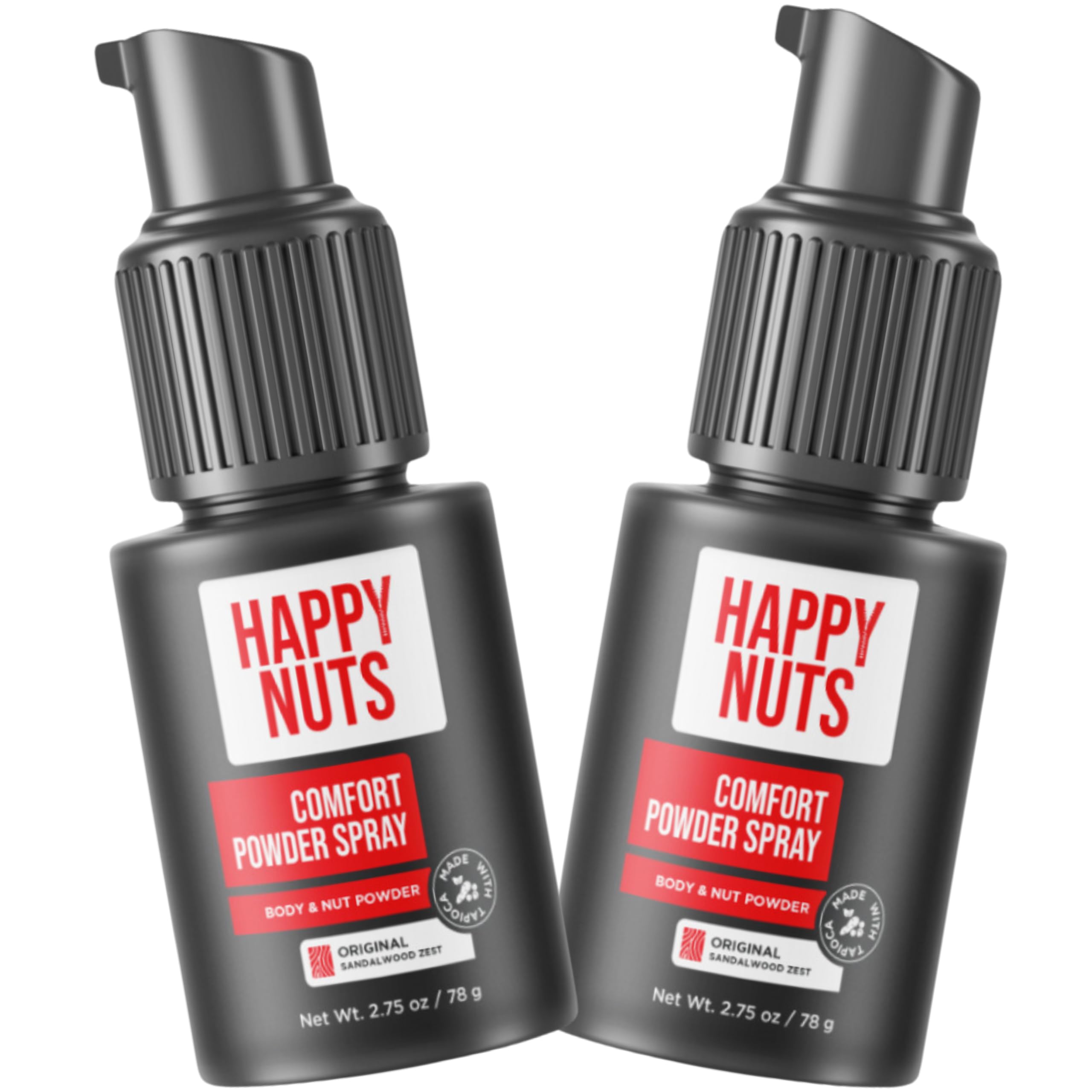 HAPPY NUTS Comfort Powder Spray Deodorant For Men: Anti-Chafing, Sweat and Odor Control for Jock Itch, Aluminum-Free, 2.75 oz (1 Pack), Fragrance-Free