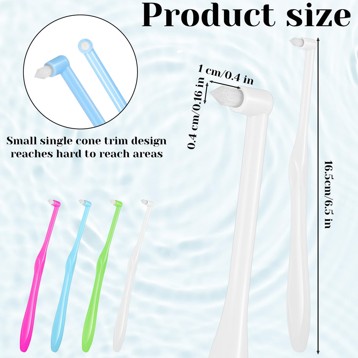 4 PCS End Tuft Toothbrush Adult, Single End Tuft Brush, Soft Orthodontic Toothbrushes for Braces, Small Soft Head for Tiny Hard-to-Reach Areas Detail Cleaning, Individually Wrapped