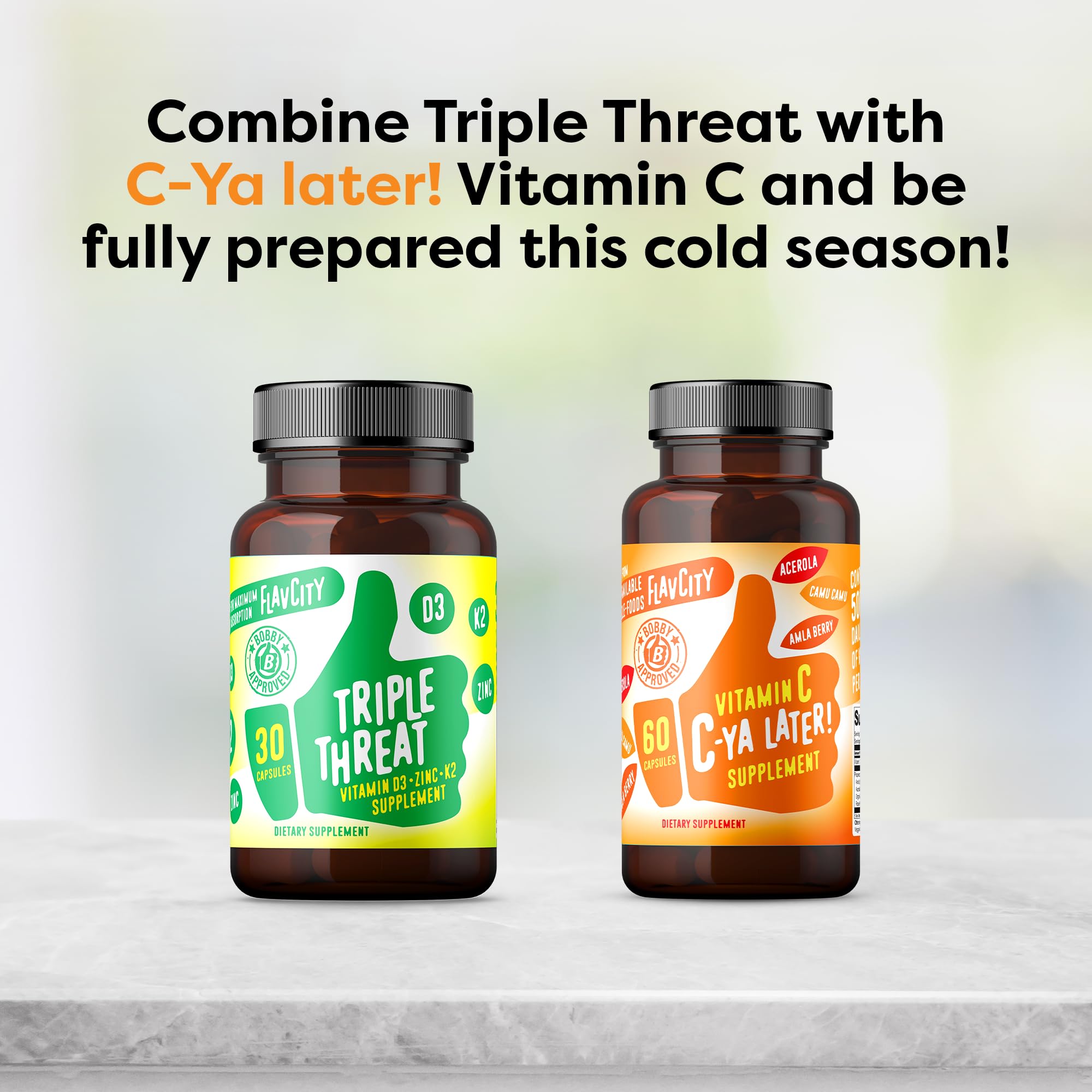 FlavCity Vitamin D3, K2 & Zinc - Triple Threat Supplement - Daily or Seasonal Immune Support - Vitamin D with K2 for Enhanced Absorption - Promote Healthy Bones & Skin (30 Capsules)