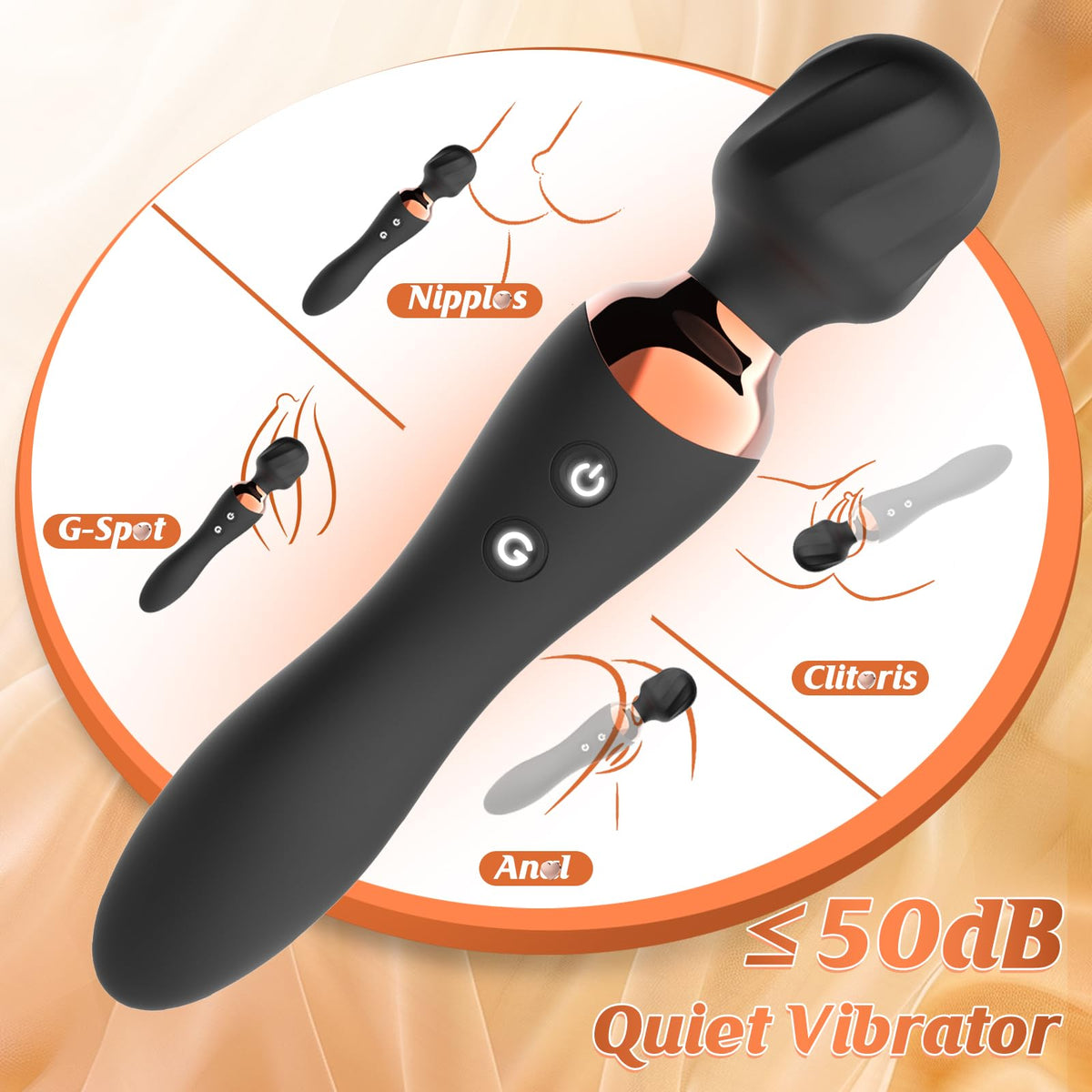 Dual-Ended Wand Vibrator, Dildo Vibrators Adult Sex Toys for Women