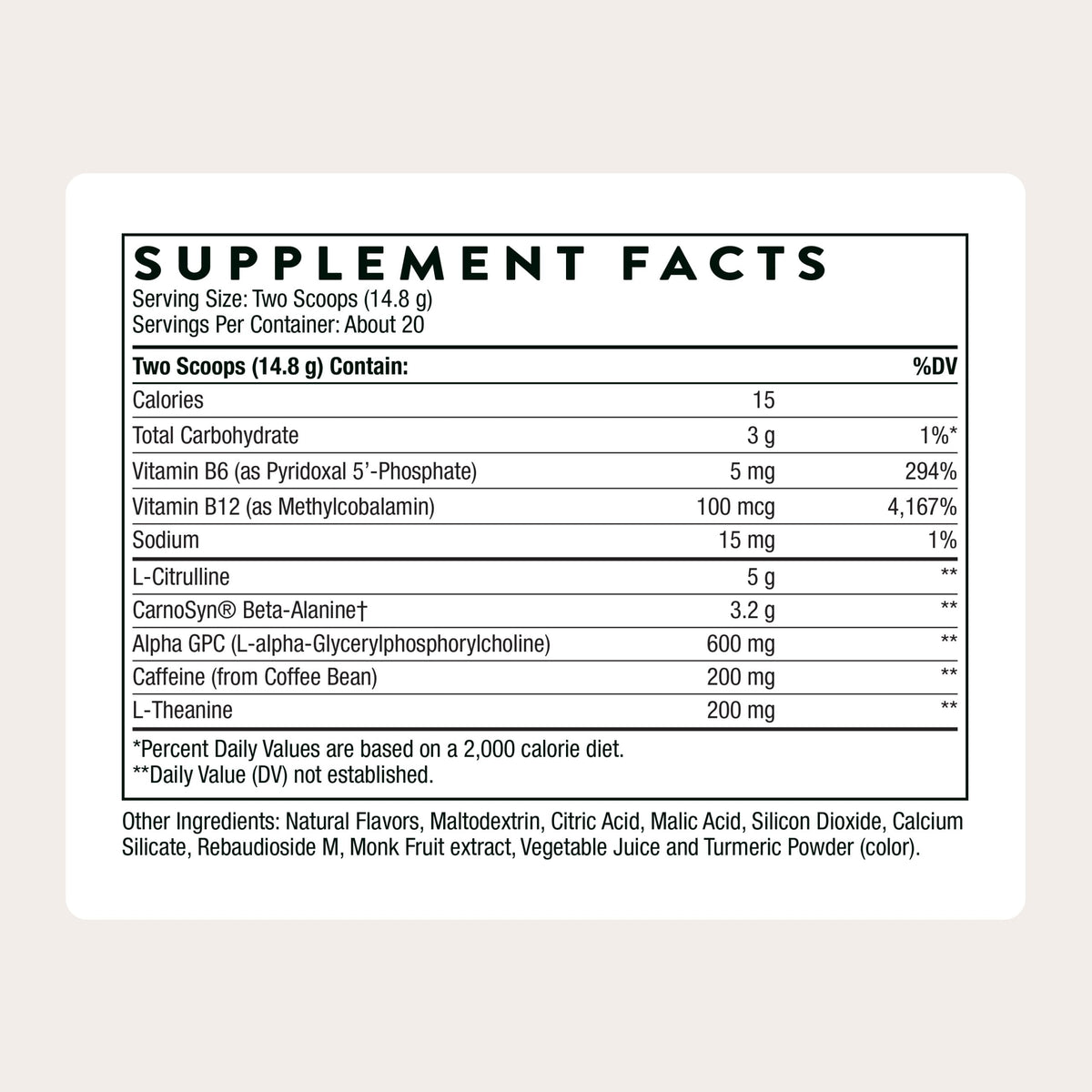 THORNE Advanced Pre-Workout, Alpha GPC, Amino Acids & Caffeine, 20 Servings