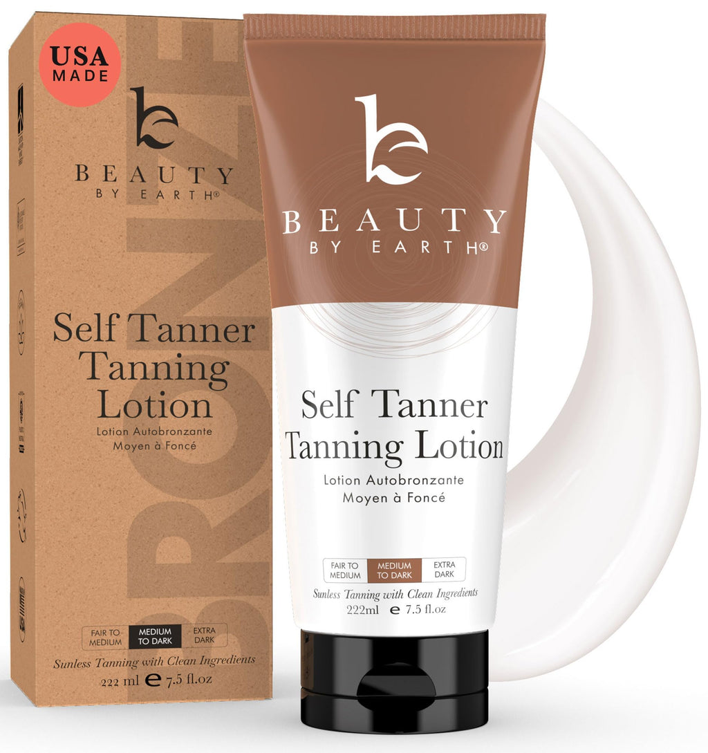 Buy now Tanning Lotion Self Tanner - USA Made with Natural and Organic Ingredients Non Toxic Sunless Browning Lotion, Best Gradual Tanner for Men and Women, Streak-Free Fake Tan, Fair to Medium 7.5 Fl Oz (Pack of 1) Medium to Dark at indiglob india
