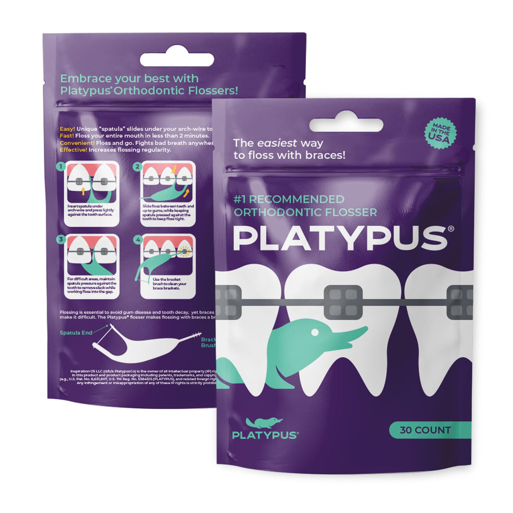 Platypus Orthodontic Flossers for Braces, 30 Count (Pack of 2)