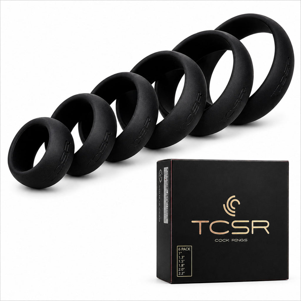 TCSR 6 Different Size Cock Rings - Medical Grade Soft Silicone Penis Rings - Better Sex
