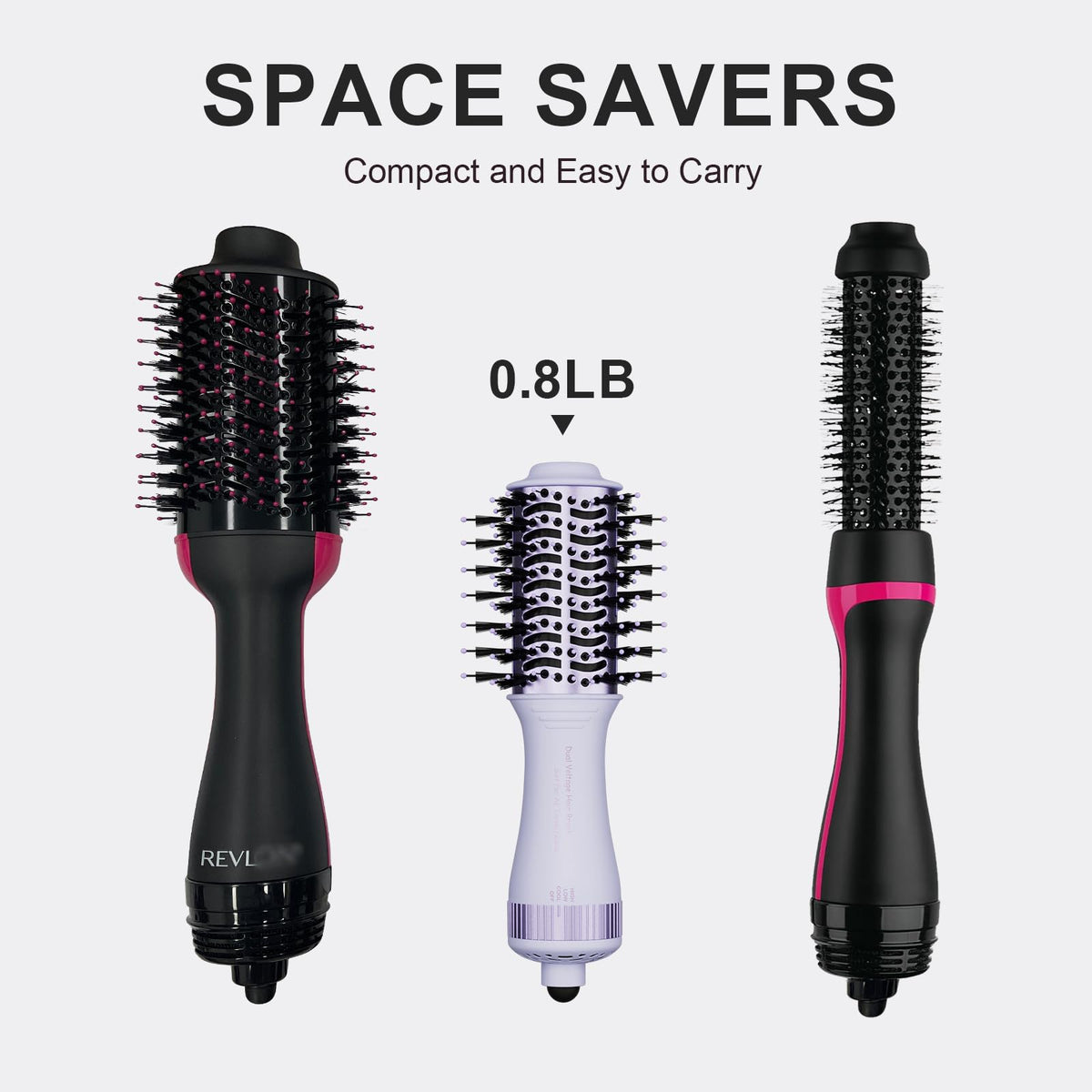 Authentic 4-in-1 travel hair dryer, lightweight at 0.8LB, designed for easy carrying and styling on-the-go.