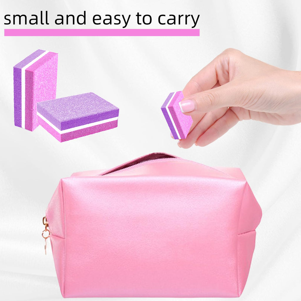50 Pcs Sponge Nail Buffers,100/180 Grit Mini Nail Files,Mini Buffer Block Nail File for Acrylic & Natural Nails,Double-Sided Buffing Blocks for Manicure & Pedicure,Salon & Home Use(Pink-Purple)