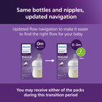 Philips Avent Natural Baby Bottles, Slow Flow, 4 oz, BPA-Free, 2-Pack