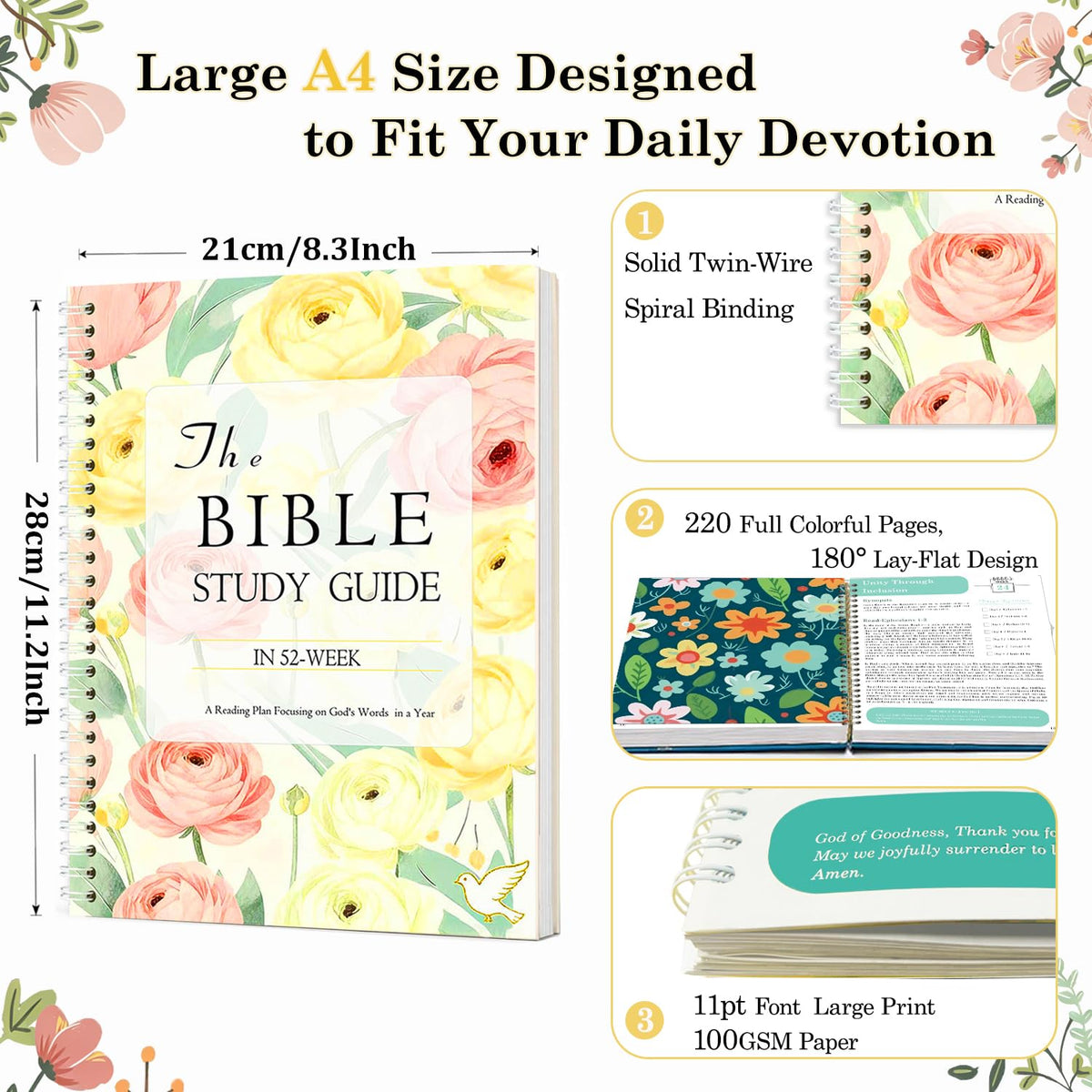 The Bible Study Guide in a Year for Women, 52-Week Spiral Bound Journal A4