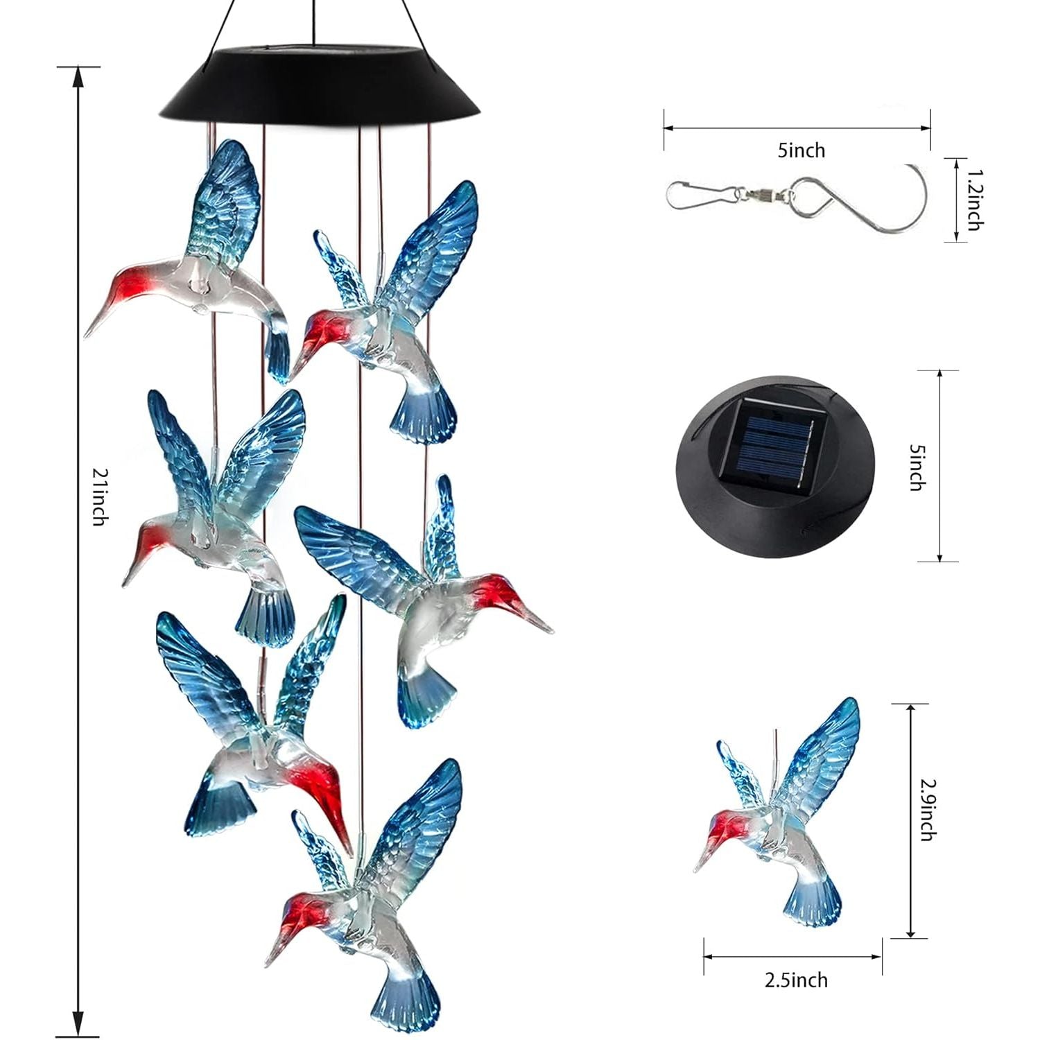 Buy now Hummingbird Solar Wind Chimes, OkayGoo Hummingbird Gift Outdoor Wind Chime Solar Lights Color Changing Night Lights Gifts for Mom Grandma Memorial Wind Chimes Christmas Decoration at indiglob india