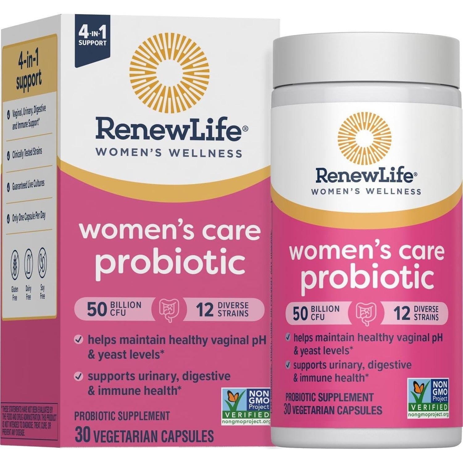 Renew Life Women's Care Probiotic 90 Billion CFU | 60 Vegetarian Capsules | Promote Digestive Health & Regularity | Dairy, Soy and Gluten Free Supplement