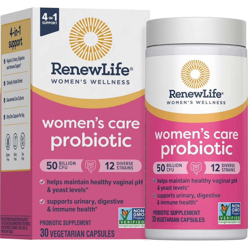 Renew Life Women's Care Probiotic 90 Billion CFU | 60 Vegetarian Capsules | Promote Digestive Health & Regularity | Dairy, Soy and Gluten Free Supplement