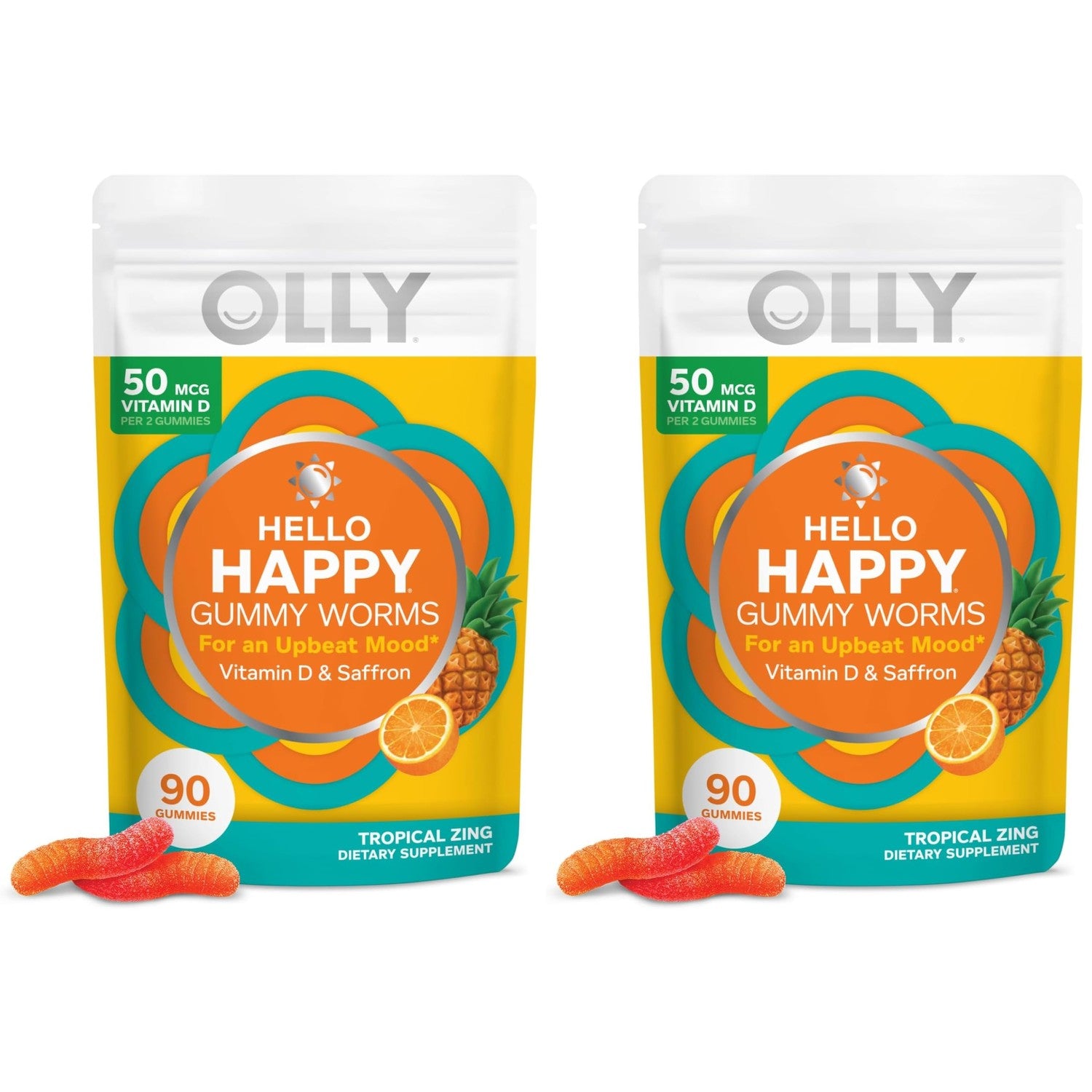 OLLY Hello Happy, Mood Support Gummies for Adults*, Vitamin D - 60 Count