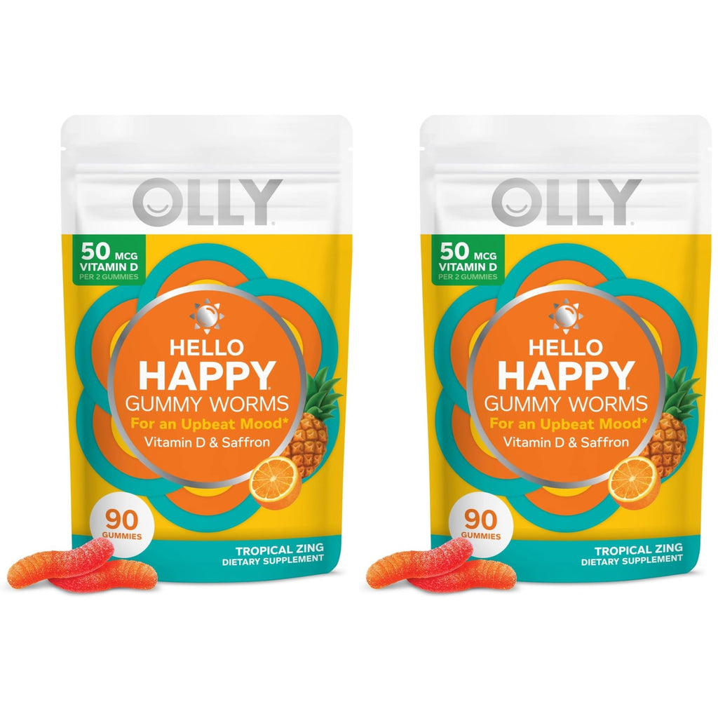 OLLY Hello Happy, Mood Support Gummies for Adults*, Vitamin D - 60 Count