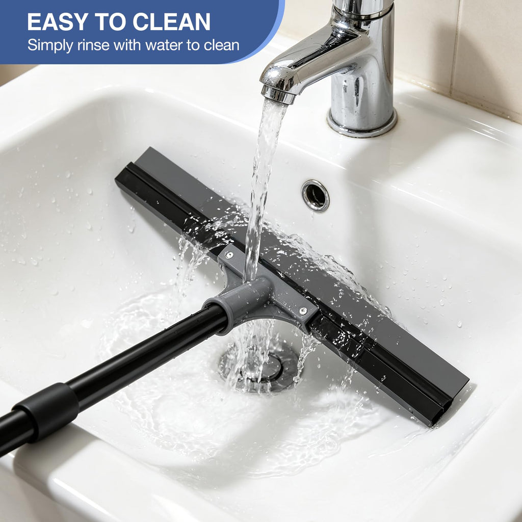 nacena Floor Squeegee with 62-in Long Adjustable Handle, Black Grey