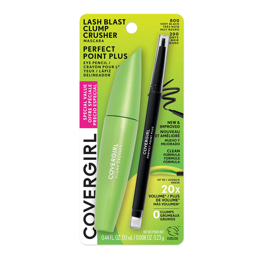 Buy now COVERGIRL Clump Crusher Mascara, 20X More Volume, Double Sided Brush, Long-Lasting Wear - 800 Very Black (Pack of 2) at indiglob india