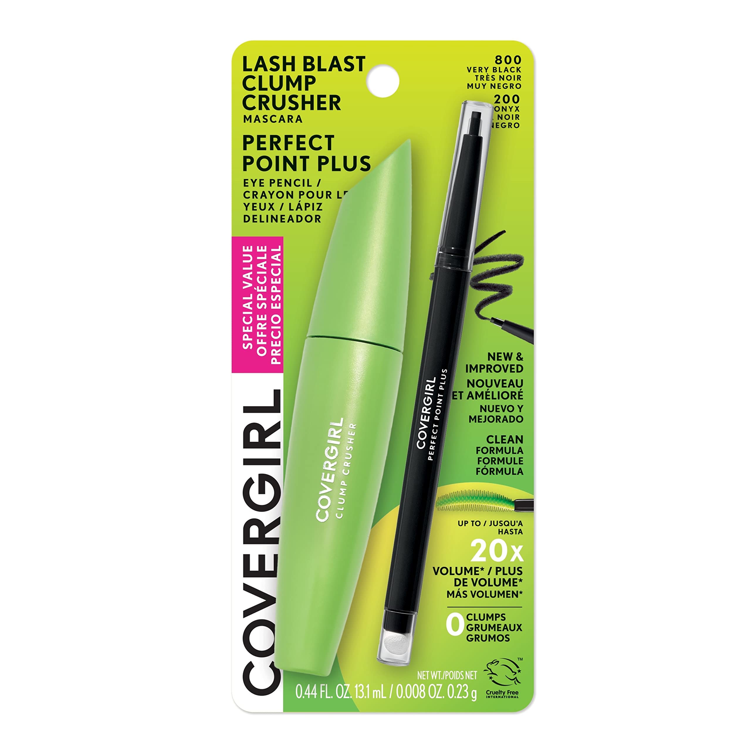Buy now COVERGIRL Clump Crusher Mascara, 20X More Volume, Double Sided Brush, Long-Lasting Wear - 800 Very Black (Pack of 2) at indiglob india