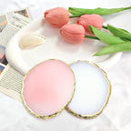2 Pack Resin Nail Art Palette, Gold Edge Nail Polish Palette, Pink & White