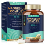 25-in-1 Magnesium Complex with Methylated B Complex, 1000mg Magnesium Complex for Women & Men with Magnesium Glycinate 400mg, 120 Vegan Capsules per Bottle, 2 Bottles