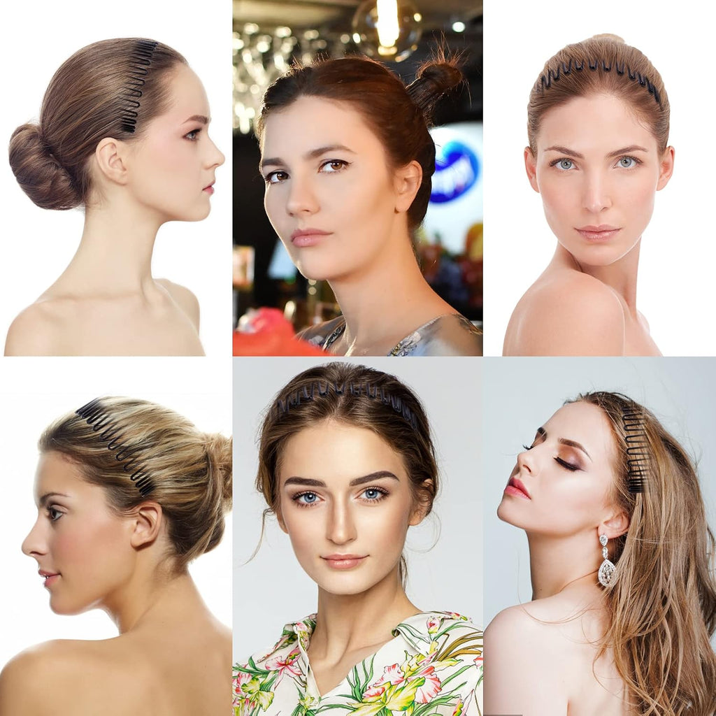 Buy now 3Pieces Flexible Plastic Circular Stretch Hair Combs, Headband Hairband Holder for Women Girls at indiglob india