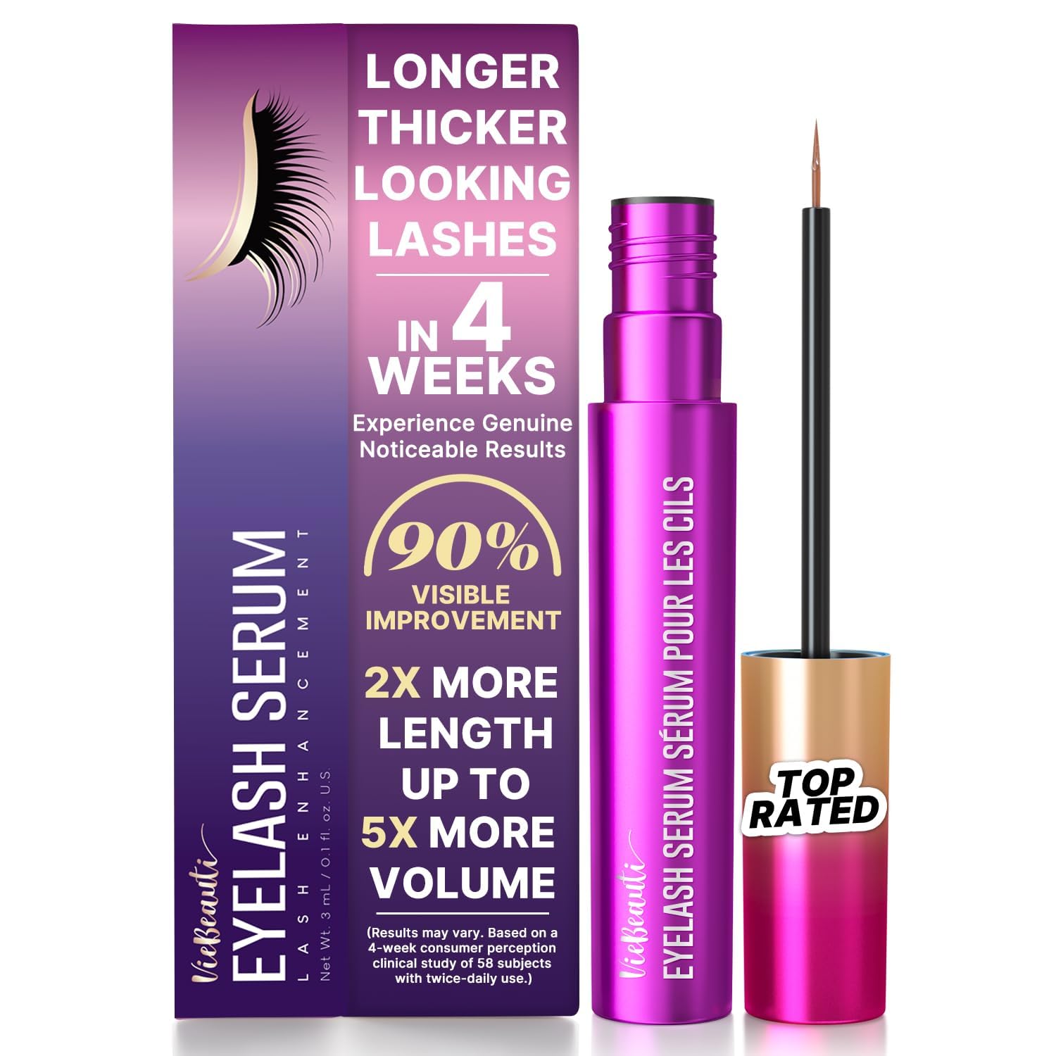 VieBeauti EyeLash Growth Serum for Longer Fuller Thicker Looking Lashes 5 mL