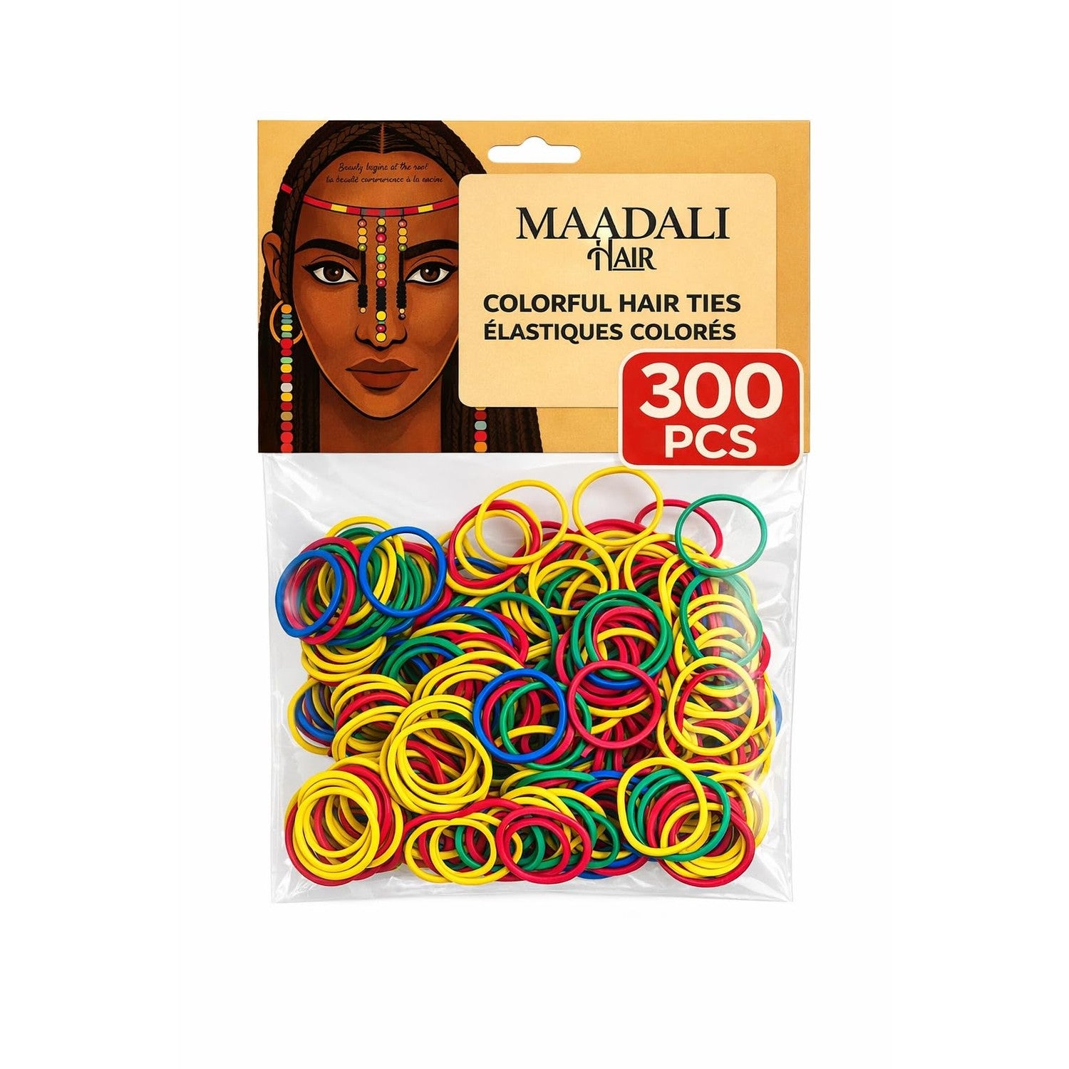 300 Black Hair Ties - Small Strong Rubber Bands for Thick, Curly & Afro Hair, Braids, Ponytails & Protective Styles - No Breakage Hair Elastics bands for Women & Girls - MAADALI