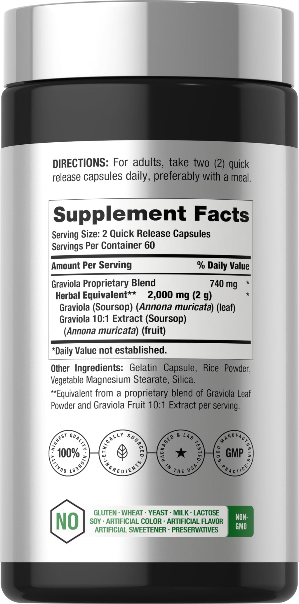 Horbäach Graviola Capsules | 120 Count | Soursop (Annona Muricata)