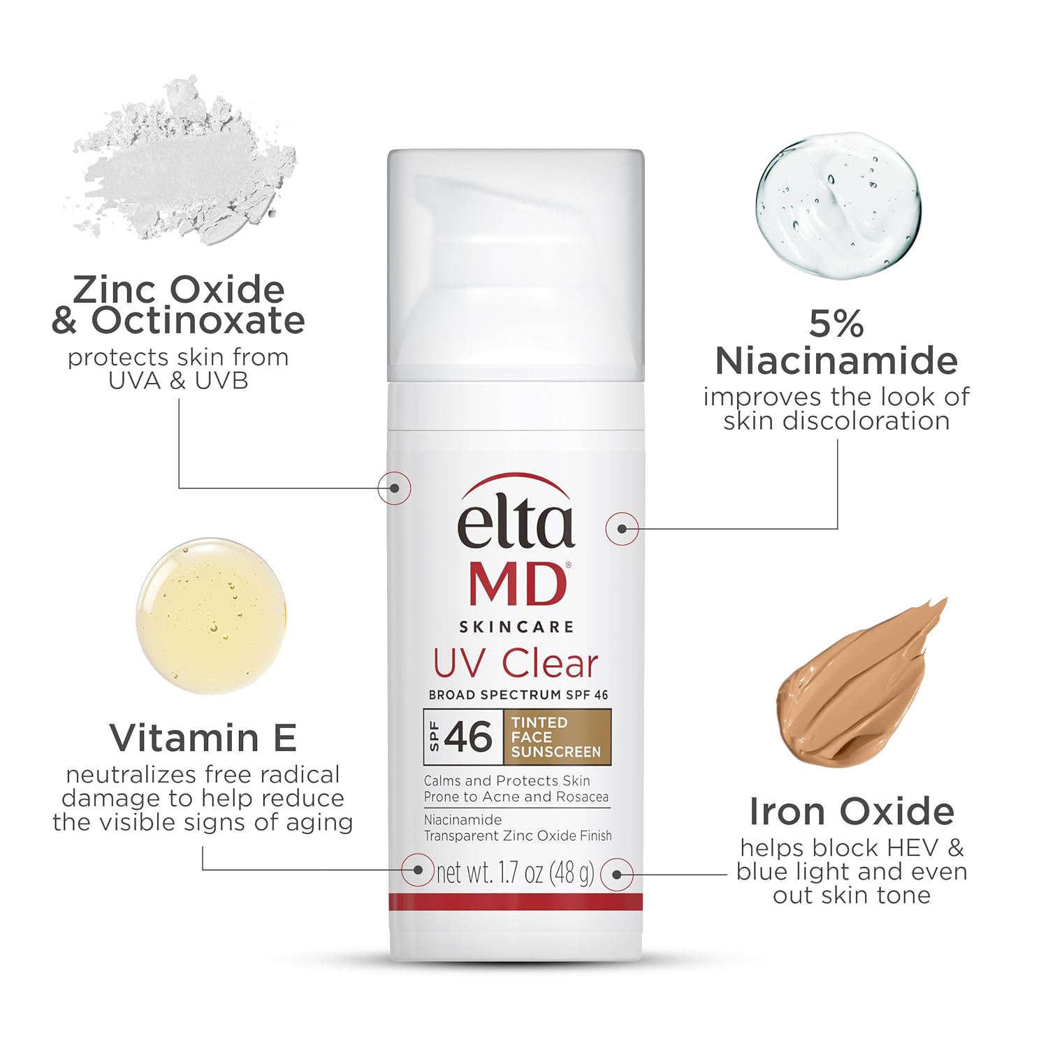 Buy now EltaMD UV Clear Tinted Face Sunscreen, SPF 46 Oil- Free with Zinc Oxide, Dermatologist Recommended at indiglob india