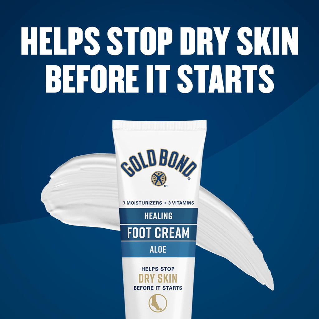 Gold Bond Healing Foot Cream for Dry Feet and Cracked Heels, 4 Oz With Aloe | Gold Bond lotion is a rich foot cream that nourishes & softens for healthier looking feet