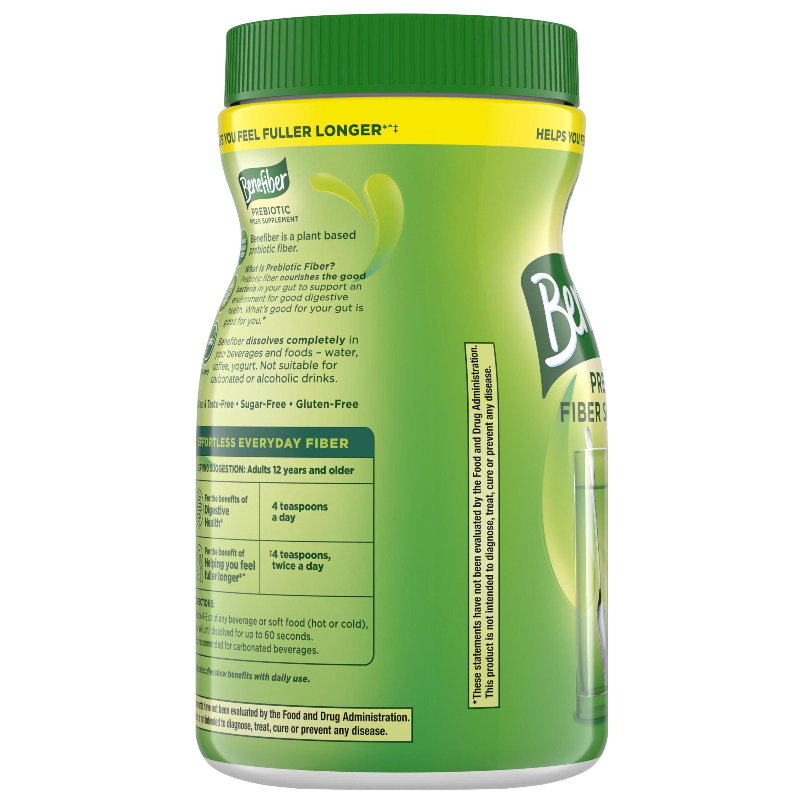 Benefiber Prebiotic Fiber Supplement Powder, Unflavored, 250 Teaspoons | Plant-based Prebiotic Fiber Powder, Sugar-Free, Dissolves Clear and Tasteless, GLP-1 Support for Digestive Health