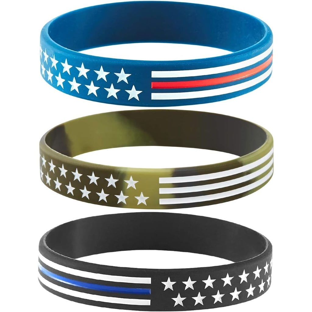 Buy now American Flag Rubber Bracelets Silicone Wristbands for Department,Officers,Veterans,American Patriots, Army fans Sport Fans Wearing and Special Gifts for Independence day,Parties,Events at indiglob india