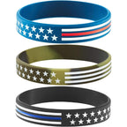 Buy now American Flag Rubber Bracelets Silicone Wristbands for Department,Officers,Veterans,American Patriots, Army fans Sport Fans Wearing and Special Gifts for Independence day,Parties,Events at indiglob india