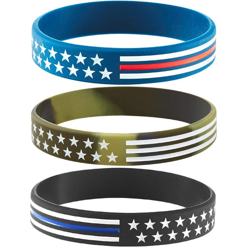 Buy now American Flag Rubber Bracelets Silicone Wristbands for Department,Officers,Veterans,American Patriots, Army fans Sport Fans Wearing and Special Gifts for Independence day,Parties,Events at indiglob india