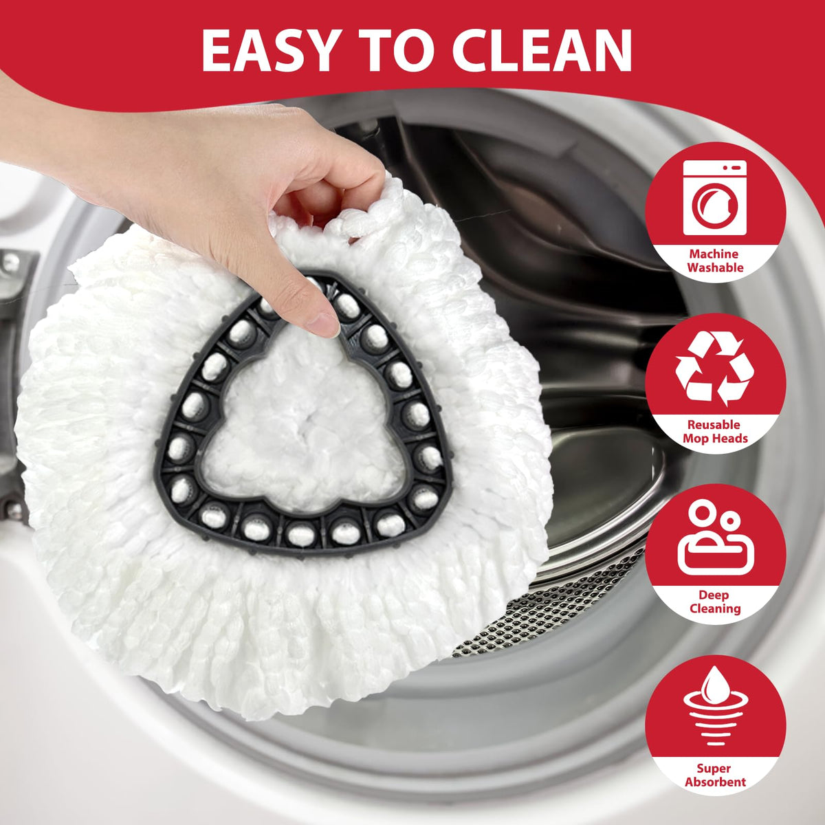 Spin Mop Replacement Set for EasyWring 1-Tank, 2 Heads, Handle, Base, Brush