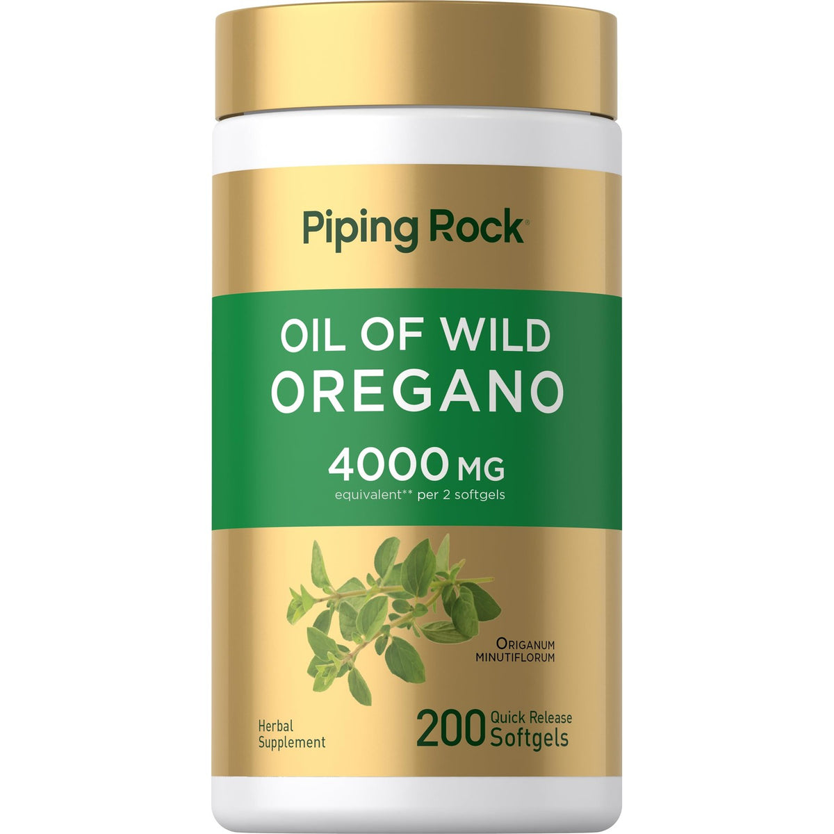 Piping Rock Oregano Oil Softgel Capsules | 200 Pills | Herbal Extract Supplement | Wild Harvested | Non-GMO, Gluten Free