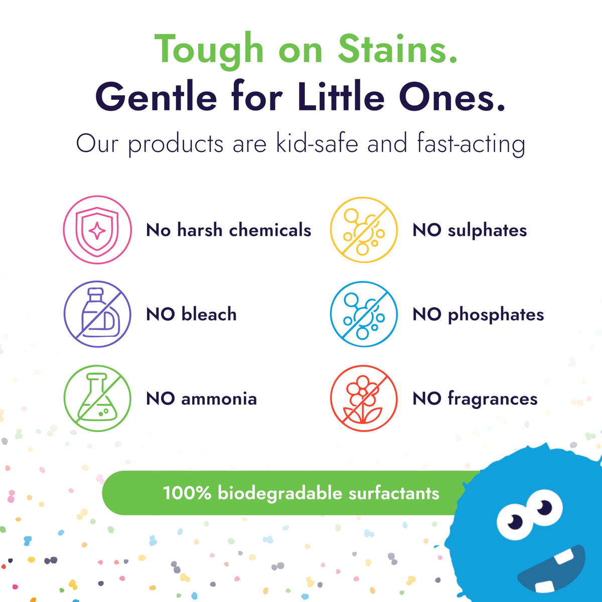 Little Monsters Mess Remover Foaming Brush, Kid-Friendly Stain Remover