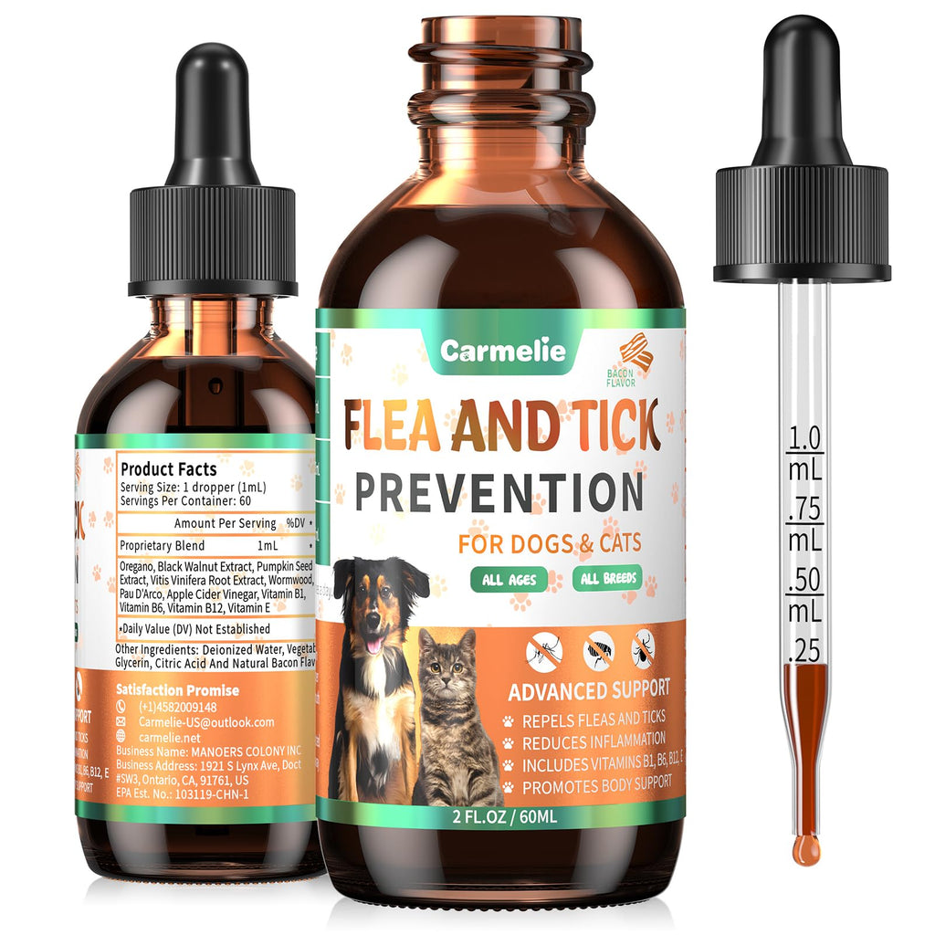 Oral Flea and Tick Prevention for Dogs and Cats with Vitamin 60ml- Bacon