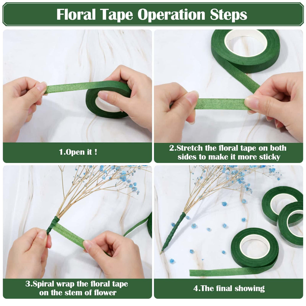 PAXCOO Floral Arrangement Kit with Green Tape and Wire, Boutonniere Flower pin, Wire Cutter for Wreath Making Supplies