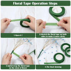 PAXCOO Floral Arrangement Kit with Green Tape and Wire, Boutonniere Flower pin, Wire Cutter for Wreath Making Supplies