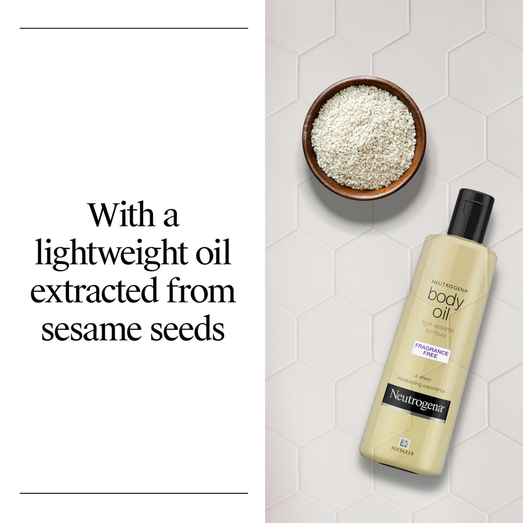 Neutrogena Body Oil Light Sesame Formula, Fragrance-Free, 8.5 fl. oz