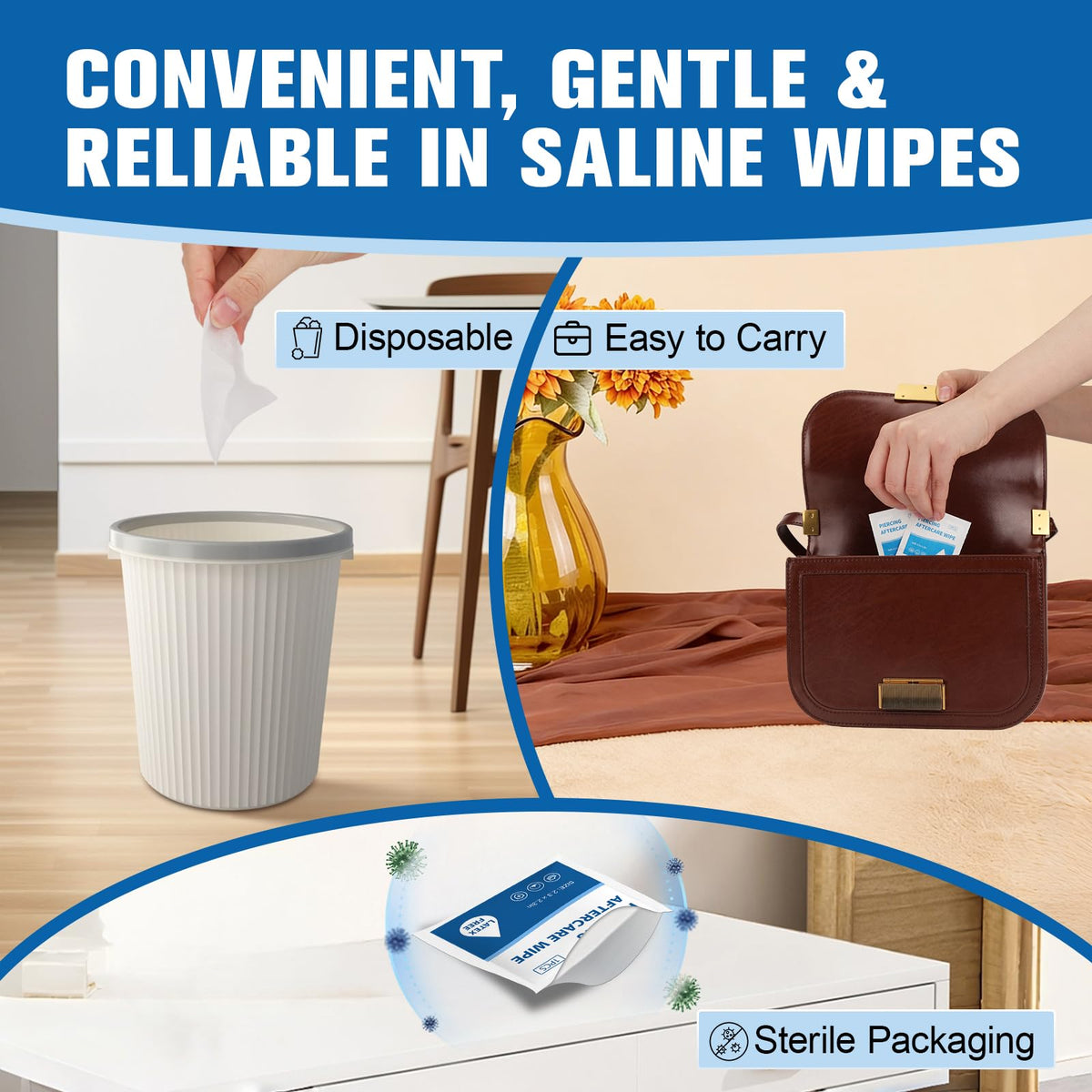 2 in 1 Piercing Aftercare Spray & Wipes Kit: Non-Greasy Saline Solution for Keloid Bump Removal, Piercing Bump Treatment Solution, Ear Nose Lip Belly Piercing Cleaner Wipes(3.38oz + 100ct)
