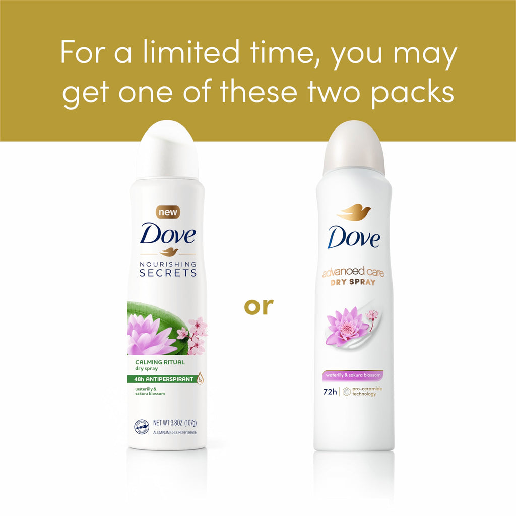 Dove Advanced Care Antiperspirant Spray Waterlily & Sakura 3.8 oz 3PK
