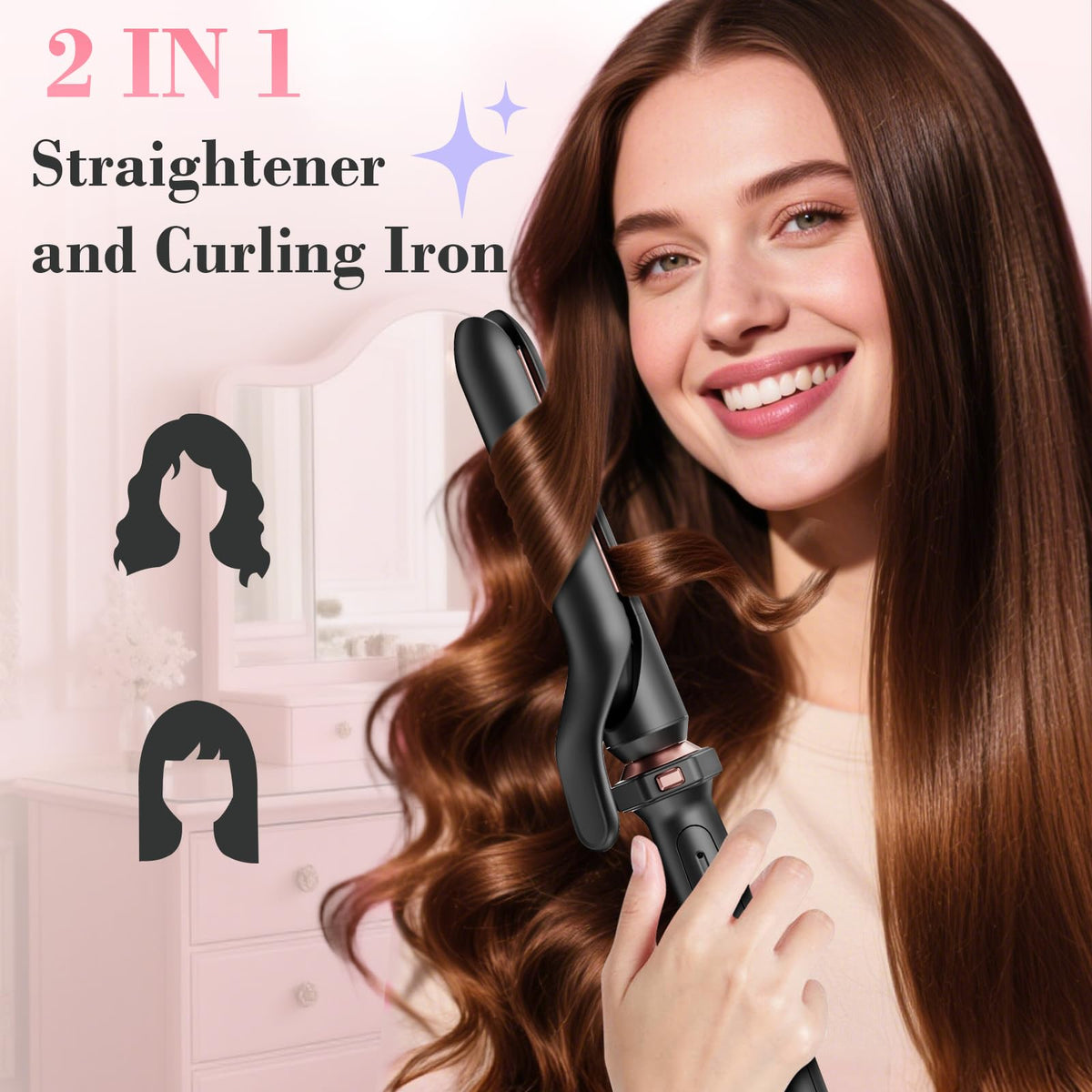 Ufree 3-in-1 Curling Iron Wand Set, Thermal Brush Hair, Straightener