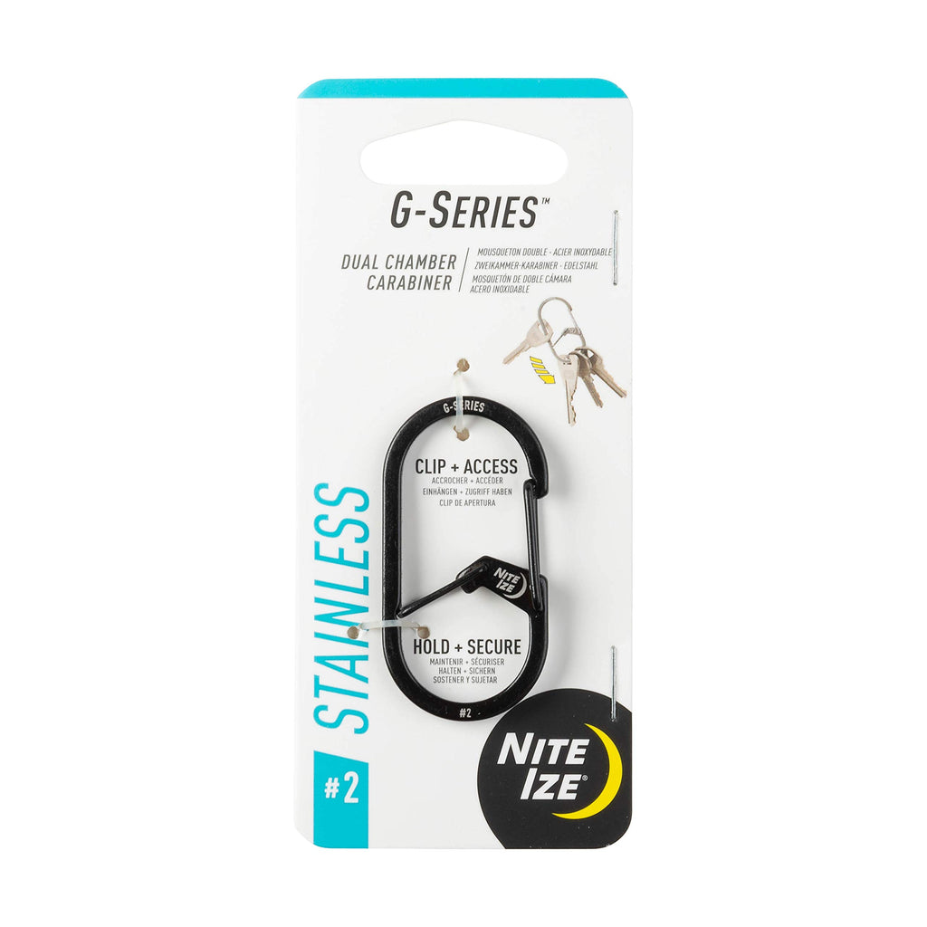 Nite IZE GS2-01-R6 G-Series Dual Chamber Carabiner, Size #2 1-Pack, Black