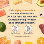 Vitalitown Vitamin D3 K2 Calcium 1200 mg for Women & Men, Vitamin D3 5000 IU, High Potency Bone Strength, Teeth & Immune System Support, Maximum Absorption, Easily Absorbable, 60 Tablets