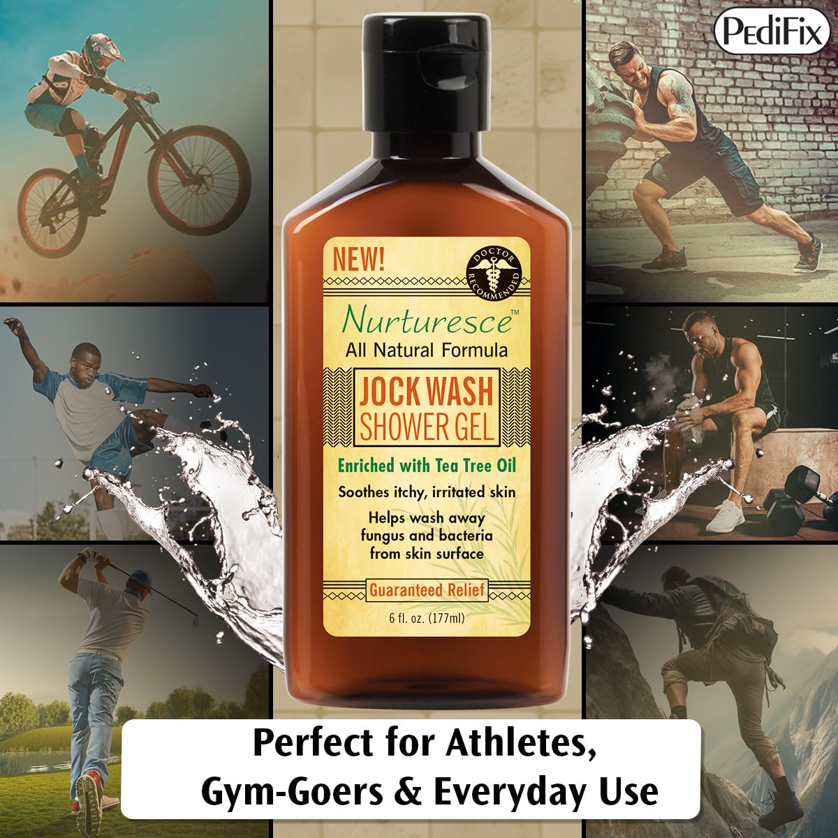 Pedifix Nurturesce Jock Wash Shower Gel, Tea Tree Oil, 6 fl oz