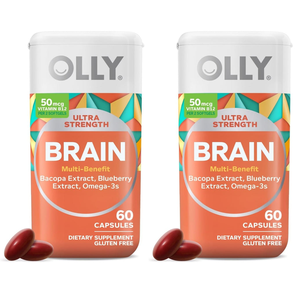 OLLY Ultra Strength Brain Softgels, Omega-3s, Vitamins B6 and B12-60 Count